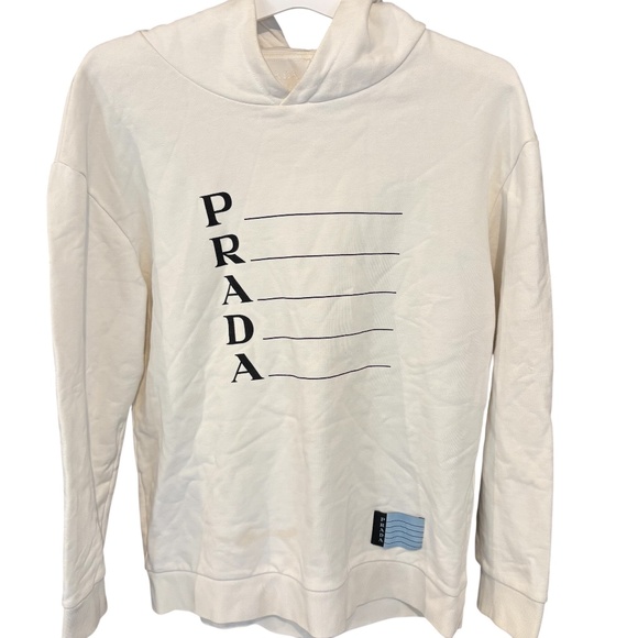 Prada Tops - Prada White Cream Hoodie Size S Cozy Style Clean Aesthetic Loungwear Streetwear